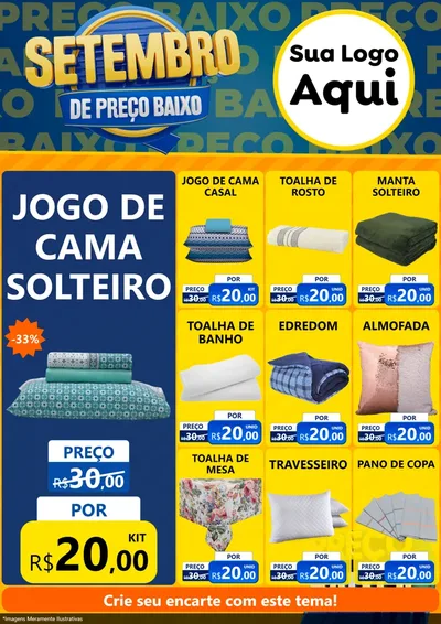 Modelo de Encarte para Encarte A4 Vertical com o tema Setembro De Preço Baixo para Cama, Mesa e Banho