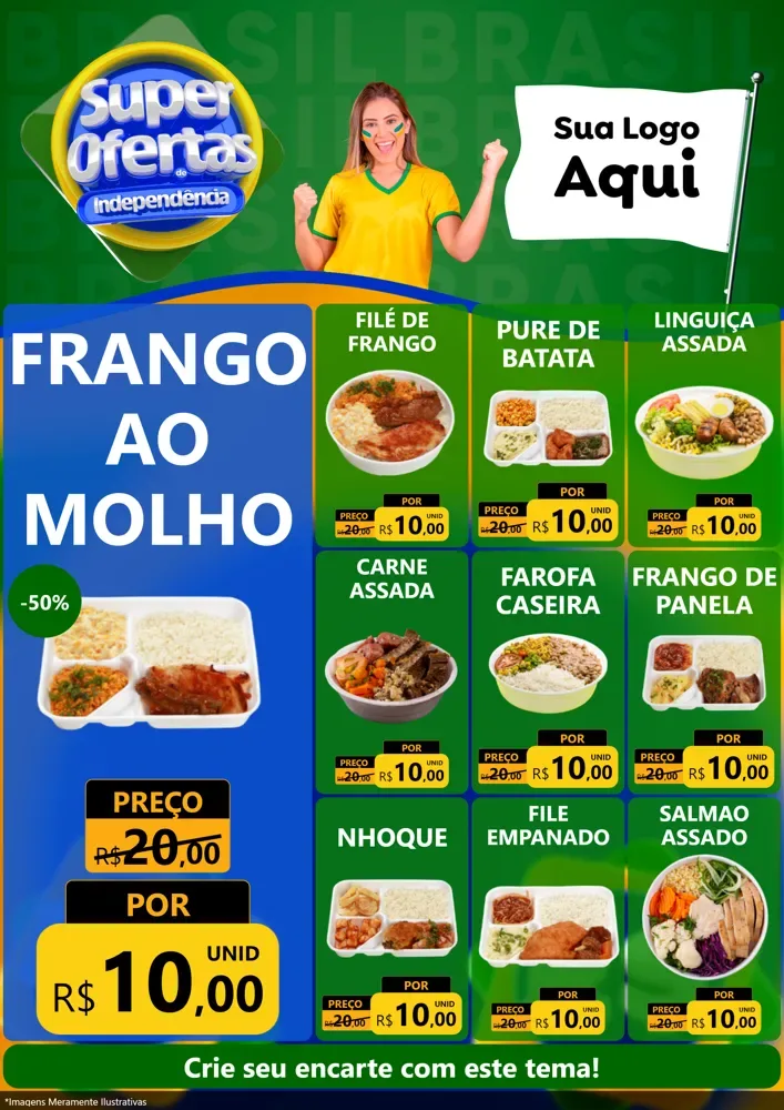 Modelo de Encarte para Encarte A4 Vertical com o tema Super Ofertas de Independência para Restaurante