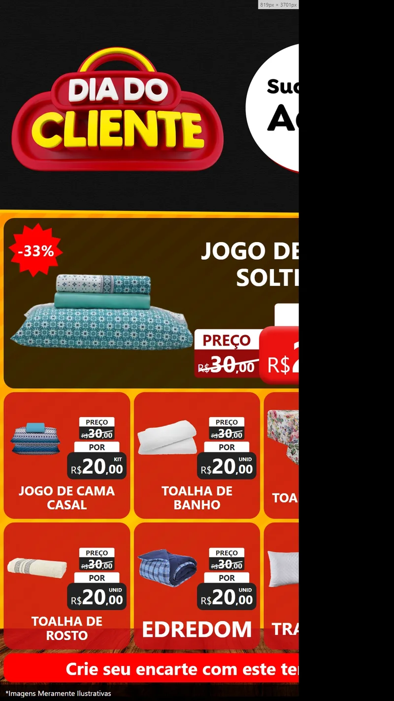 Modelo de Rede Social para Stories com o tema Dia do Cliente para Cama, Mesa e Banho