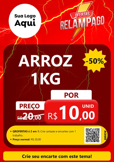 Modelo de Cartaz para Cartaz A4 Vertical com o tema Ofertas Relâmpago para Supermercado