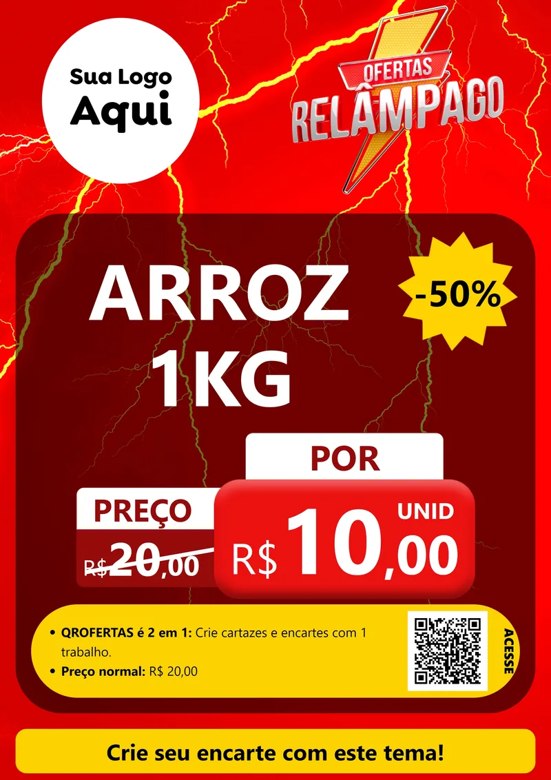 Modelo de Cartaz para Cartaz A4 Vertical com o tema Ofertas Relâmpago para Supermercado