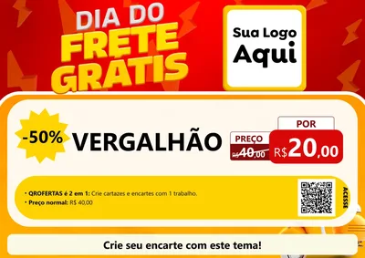 Modelo de Cartaz para Cartaz A4 Horizontal com o tema Dia do Frete Grátis para Ferragens