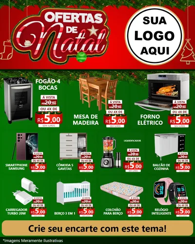 Modelo de Rede Social para Feed Instagram com o tema Ofertas de Natal para Móveis e Eletro