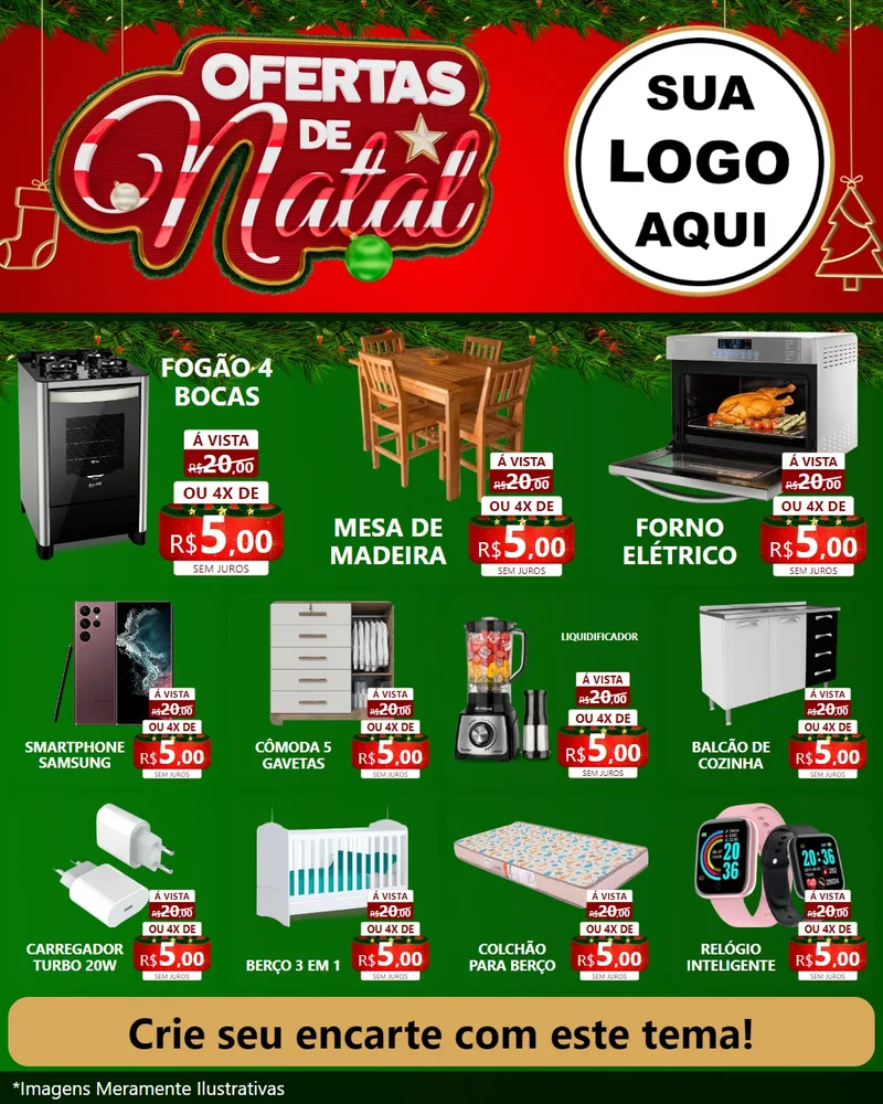 Modelo de Rede Social para Feed Instagram com o tema Ofertas de Natal para Móveis e Eletro