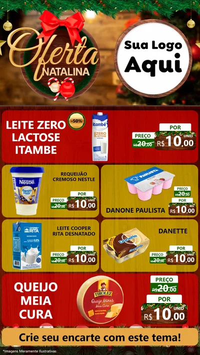 Modelo de TV para TV Vertical com o tema Ofertas Natalina para Frios e Laticínios