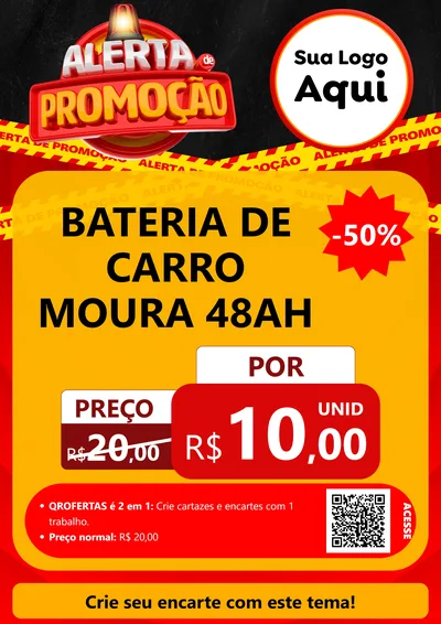 Modelo de Cartaz para Cartaz A4 Vertical com o tema Alerta de Promoção para Baterias Elétricas