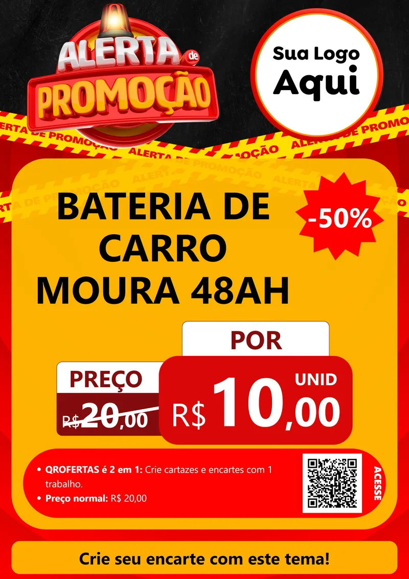 Modelo de Cartaz para Cartaz A4 Vertical com o tema Alerta de Promoção para Baterias Elétricas