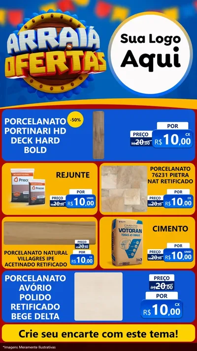 Modelo de TV para TV Vertical com o tema Arraiá de Ofertas - Junina para Pisos e revestimentos