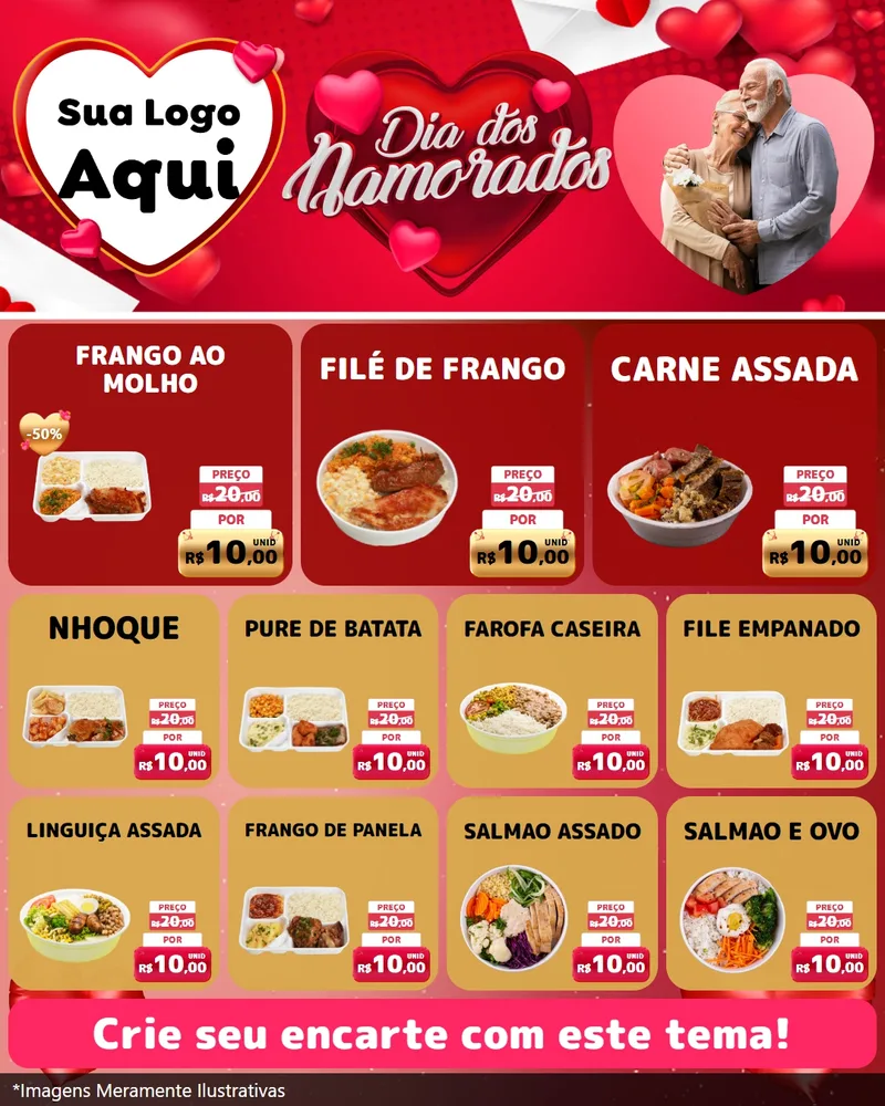 Modelo de Rede Social para Feed Instagram com o tema Dia Dos Namorados para Restaurante
