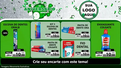 Modelo de TV para TV Horizontal com o tema Promoção de Aniversário - 9 Anos para Higiene Pessoal