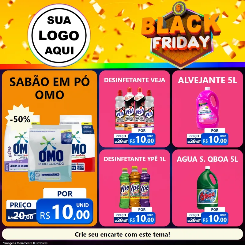 Modelo de Rede Social para Feed Facebook com o tema Black Friday para Produtos de Limpeza
