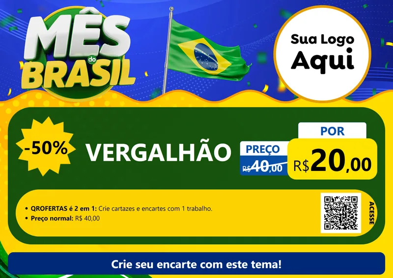 Modelo de Cartaz para Cartaz A4 Horizontal com o tema Mês do Brasil para Ferragens