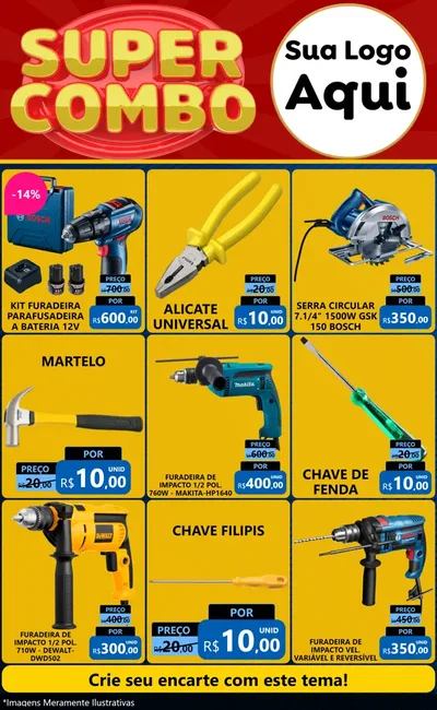 Modelo de Encarte para Encarte Grande com o tema Super Combo para Maquinas e Ferramentas