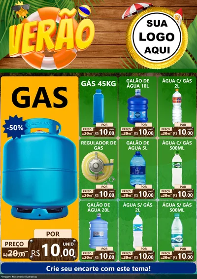Modelo de Encarte para Encarte A4 Vertical com o tema Verão para Água e gás