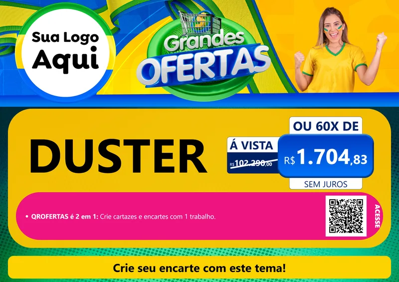Modelo de Cartaz para Cartaz A4 Horizontal com o tema Grandes Ofertas para Concessionaria de Carros