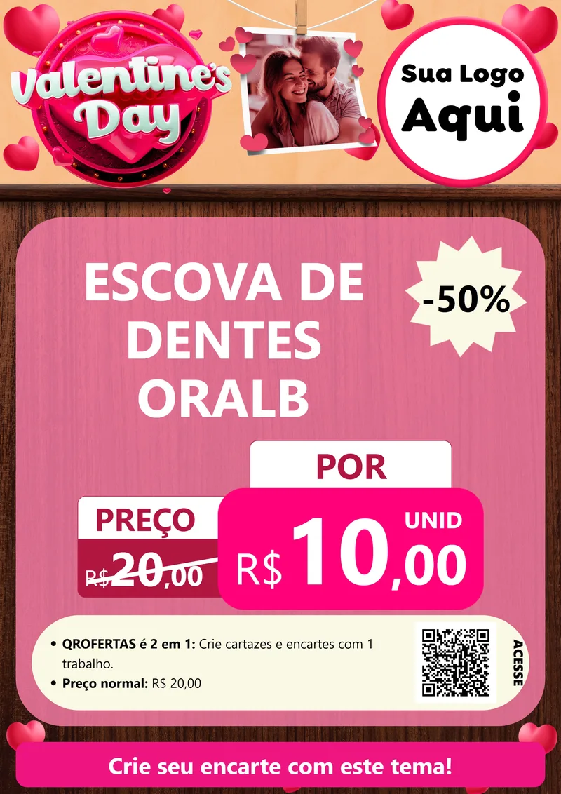 Modelo de Cartaz para Cartaz A4 Vertical com o tema Valentine's Day para Higiene Pessoal