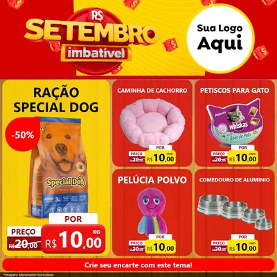 Modelo de Rede Social para Feed Facebook com o tema Setembro Imbatível para Pet Shop