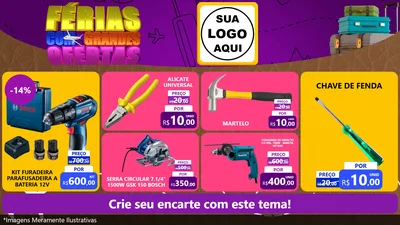 Modelo de TV para TV Horizontal com o tema Férias com Grandes Ofertas para Maquinas e Ferramentas