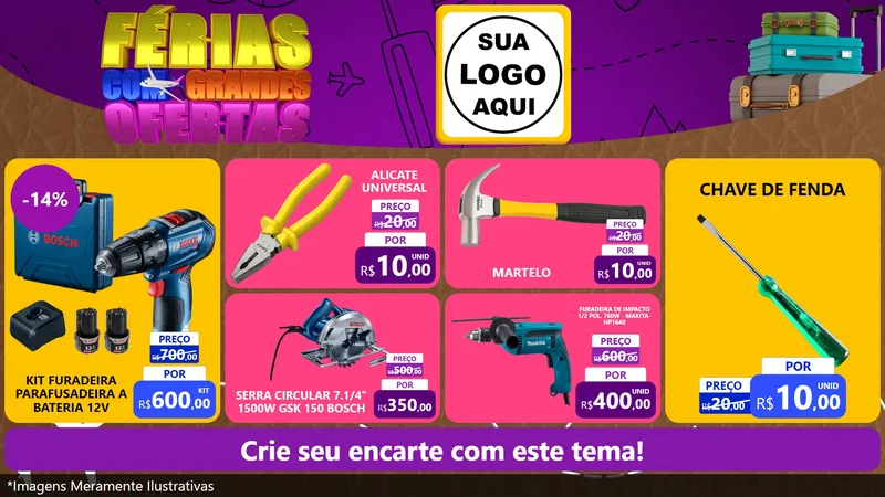 Modelo de TV para TV Horizontal com o tema Férias com Grandes Ofertas para Maquinas e Ferramentas