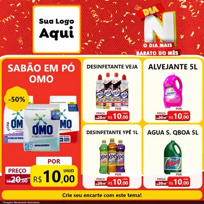 Modelo de Rede Social para Feed Facebook com o tema Dia N o Dia Mais Barato do Mês para Produtos de Limpeza