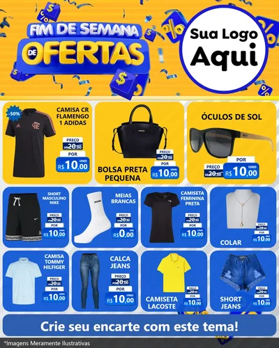 Modelo de Rede Social para Feed Instagram com o tema Fim de Semana de Ofertas para Roupas e acessórios