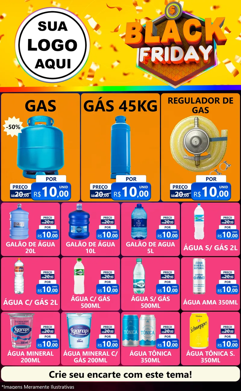 Modelo de Encarte para Encarte Grande com o tema Black Friday para Água e gás