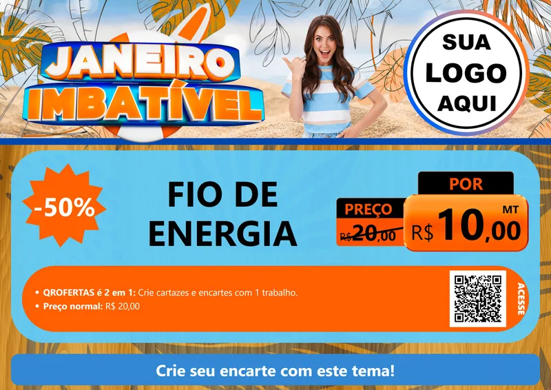 Modelo de Cartaz para Cartaz A4 Horizontal com o tema Janeiro Imbatível para Materiais Elétricos