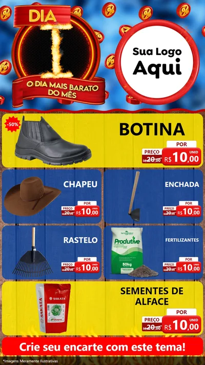 Modelo de TV para TV Vertical com o tema Dia I - O Dia Mais Barato Do Mês para Agropecuária