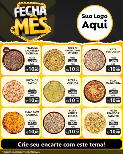 Modelo de Rede Social para Feed Instagram com o tema Fecha Mês para Pizzaria