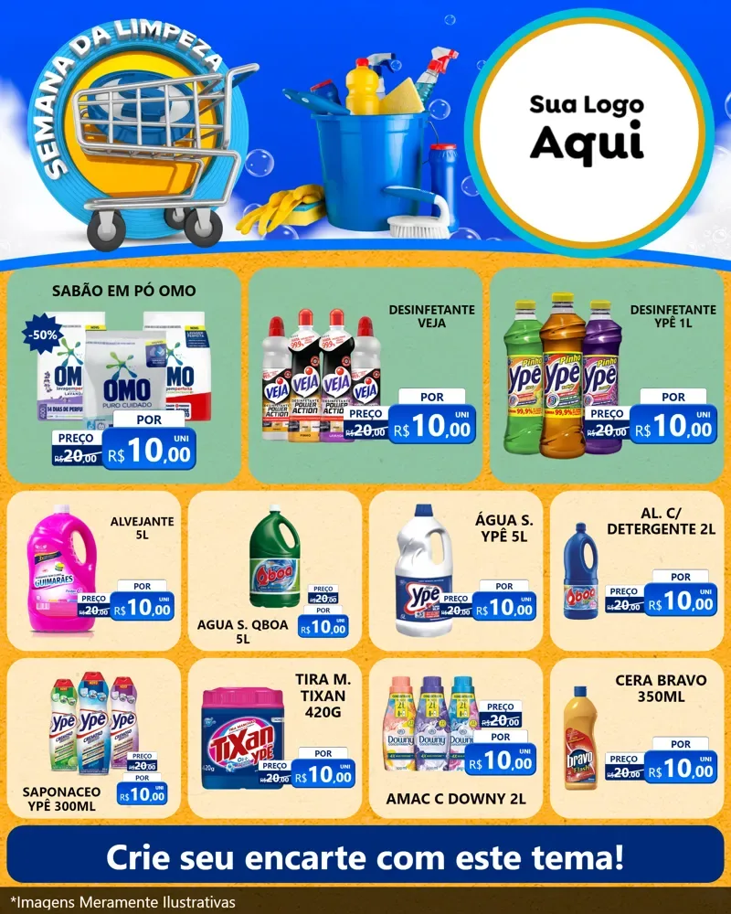 Modelo de Rede Social para Feed Instagram com o tema Semana Da Limpeza para Produtos de Limpeza