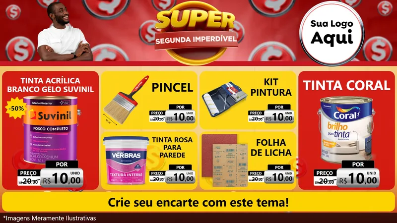 Modelo de TV para TV Horizontal com o tema Super Segunda Imperdível para Tintas e Ferramentas