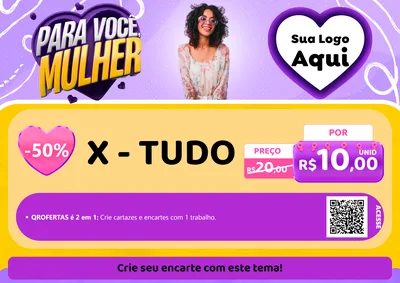 Modelo de Cartaz para Cartaz A4 Horizontal com o tema Para Você, Mulher para Hamburgueria