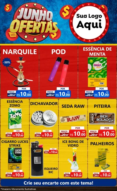 Modelo de Encarte para Encarte Grande com o tema Junho de Ofertas para Tabacaria
