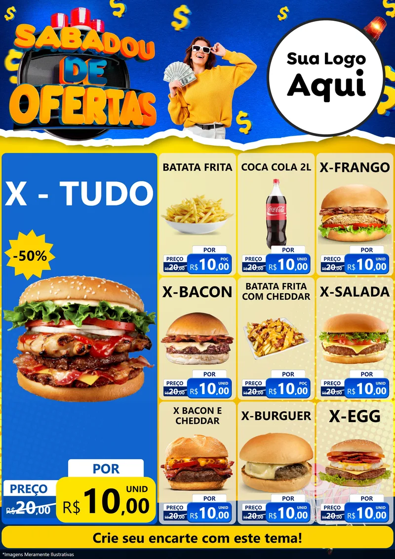Modelo de Encarte para Encarte A4 Vertical com o tema Sabadou de Ofertas para Hamburgueria