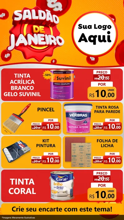 Modelo de TV para TV Vertical com o tema Saldão de Janeiro para Tintas e Ferramentas