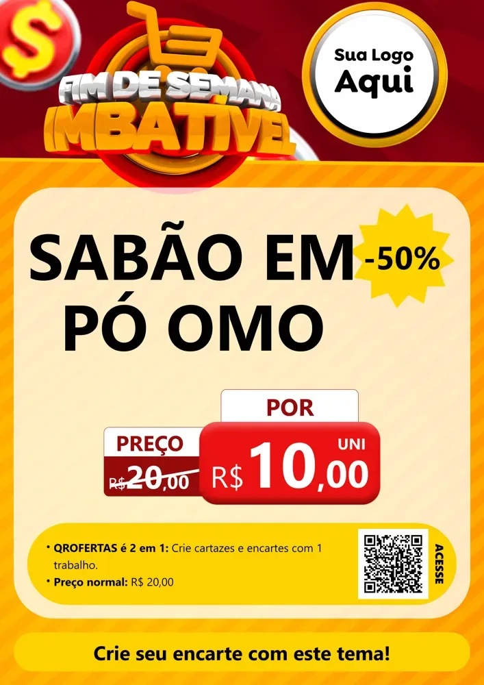 Modelo de Cartaz para Cartaz A4 Vertical com o tema Fim de Semana Imbatível para Produtos de Limpeza