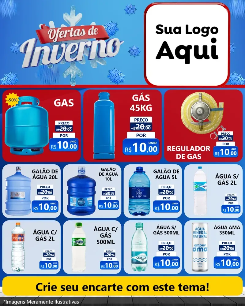 Modelo de Rede Social para Feed Instagram com o tema Ofertas de Inverno para Água e gás