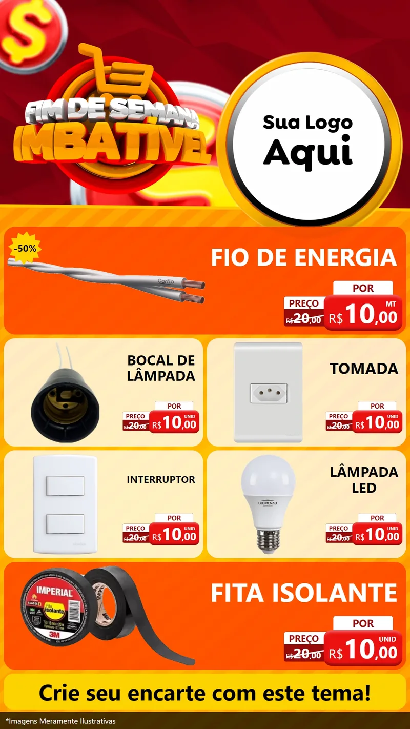 Modelo de TV para TV Vertical com o tema Fim de Semana Imbatível para Materiais Elétricos