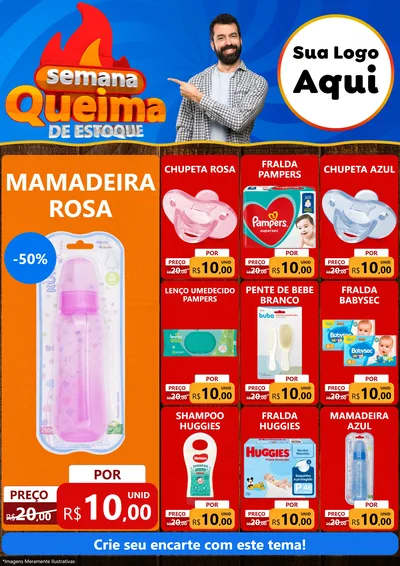 Modelo de Encarte para Encarte A4 Vertical com o tema Semana Queima de Estoque para Bebês