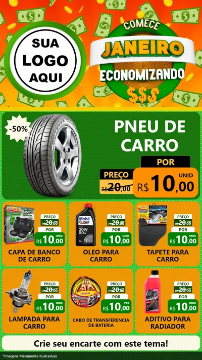 Modelo de Rede Social para Stories com o tema Comece Janeiro Economizando para Auto peças