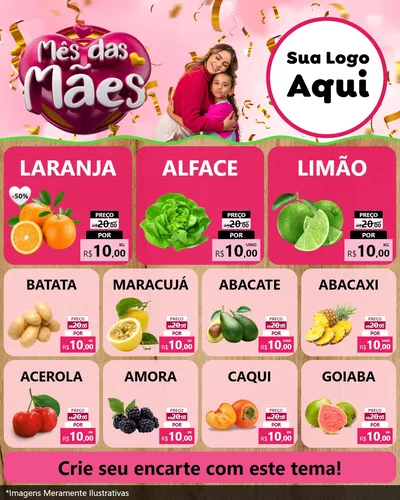 Modelo de Rede Social para Feed Instagram com o tema Mês das Mães para Hortifrúti