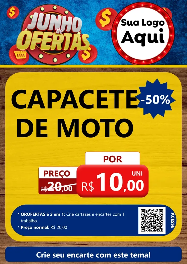 Modelo de Cartaz para Cartaz A4 Vertical com o tema Junho de Ofertas para Moto peças