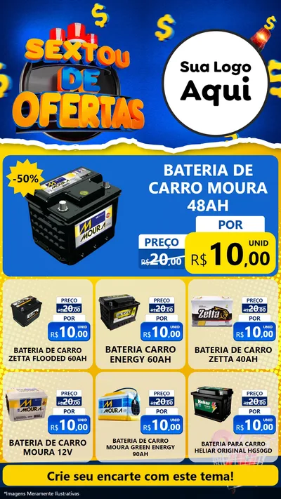 Modelo de Rede Social para Stories com o tema Sextou de Ofertas para Baterias Elétricas