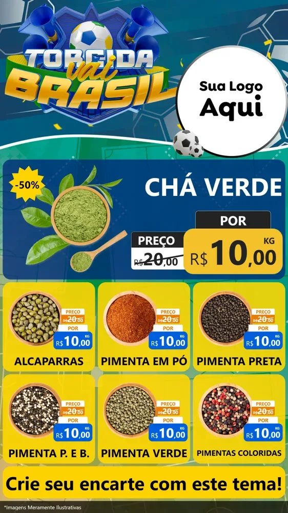 Modelo de Rede Social para Stories com o tema Torcida Vai Brasil - Copa para Produtos Naturais