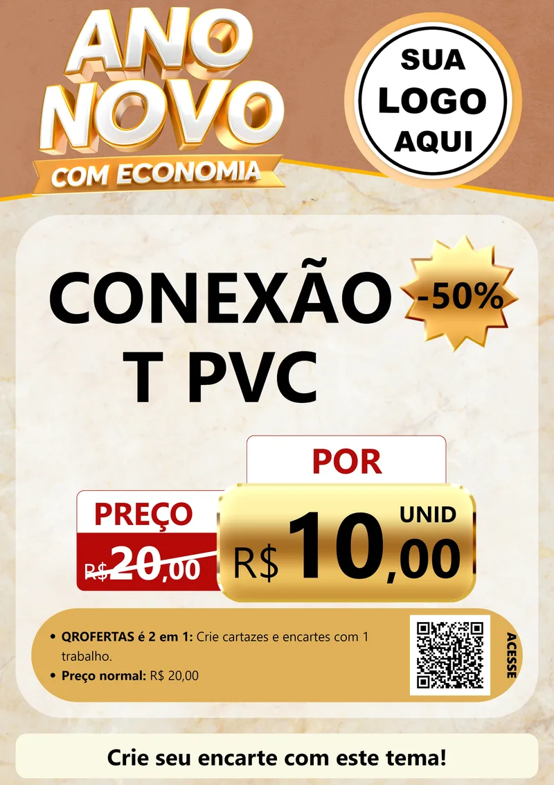 Modelo de Cartaz para Cartaz A4 Vertical com o tema Ano Novo Com Economia para Tubos e conexões