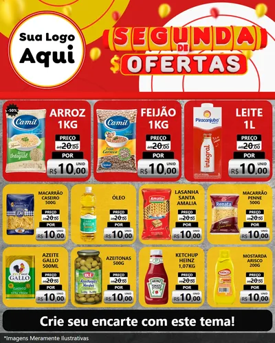 Modelo de Rede Social para Feed Instagram com o tema Segunda de Ofertas para Supermercado