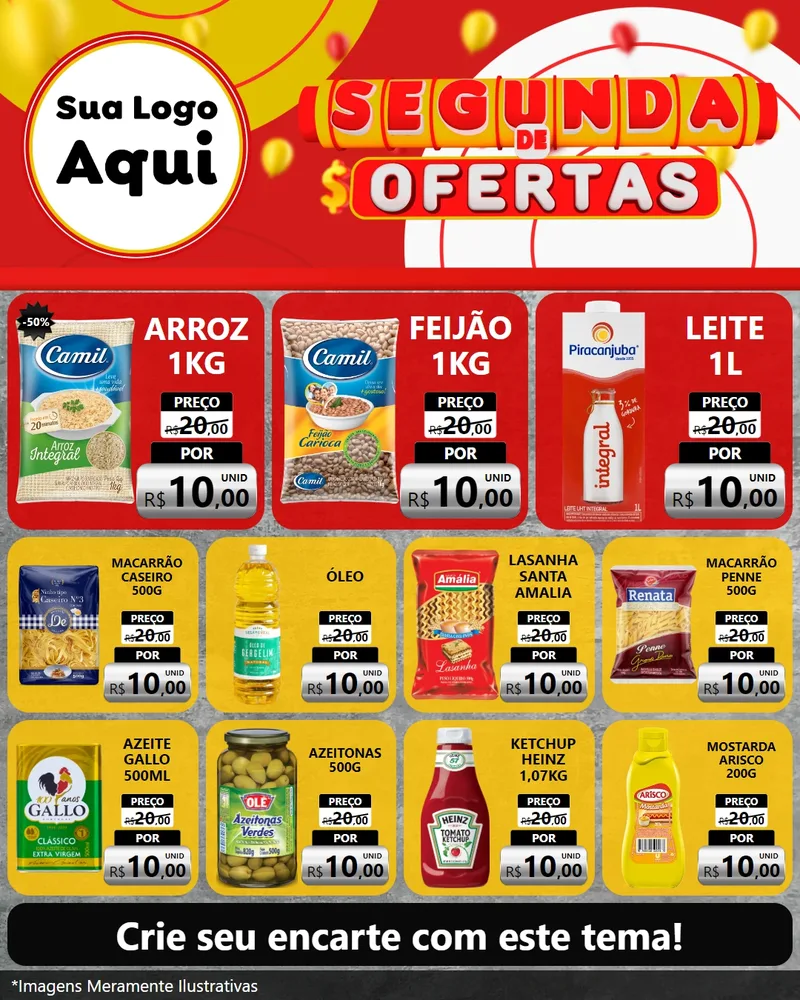 Modelo de Rede Social para Feed Instagram com o tema Segunda de Ofertas para Supermercado
