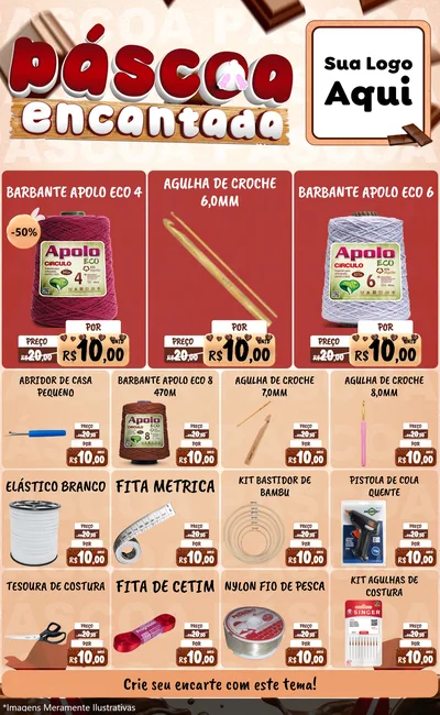 Modelo de Encarte para Encarte Grande com o tema Páscoa Encantada para Armarinho e Aviamentos