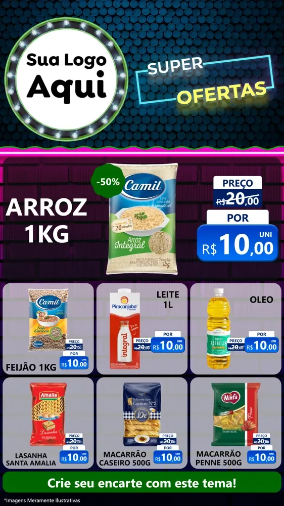 Modelo de Rede Social para Stories com o tema Super Ofertas para Supermercado