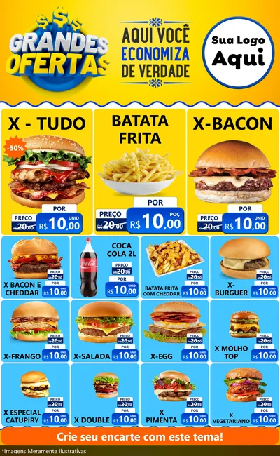 Modelo de Encarte para Encarte Grande com o tema Grandes Ofertas para Hamburgueria